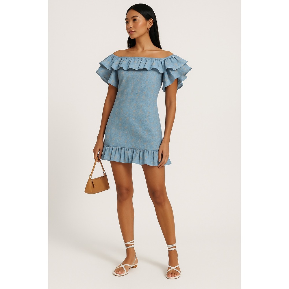 NWT The Vampire's Wife Crybaby Babydoll Mini Dress UK 14 US 10 Blue Floral Linen
